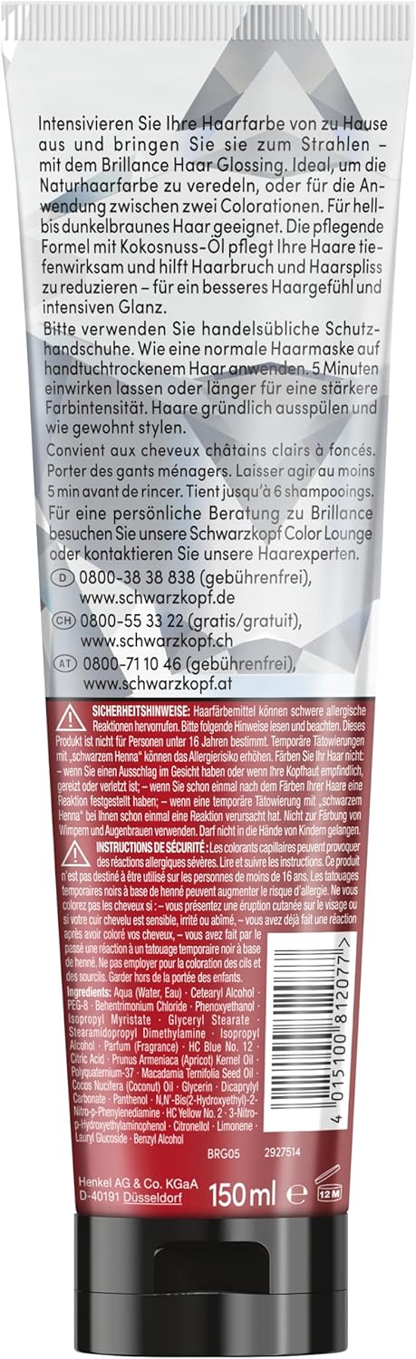 Brillance Glanz-Behandlung, Haar Glossing Hellbraun (3x 150 ml), pflegt und intensiviert die Haarfar