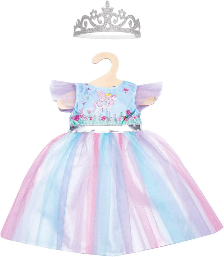 Heless 2130 - Kleid für Puppen im Design Fee und Einhorn, mit silberner Krone, Grösse 35 - 45 cm Kle