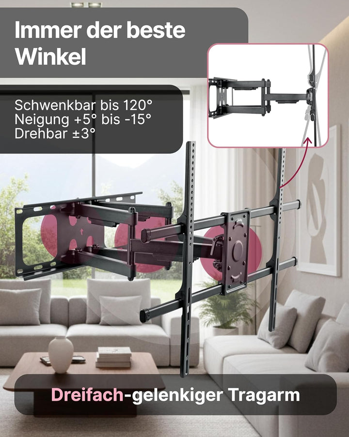 SCHWAIGER LWHD9075 513 TV-Wandhalterung 50-90 Zoll Fernseherhalterung Mounting TV-Aufhängung neigbar