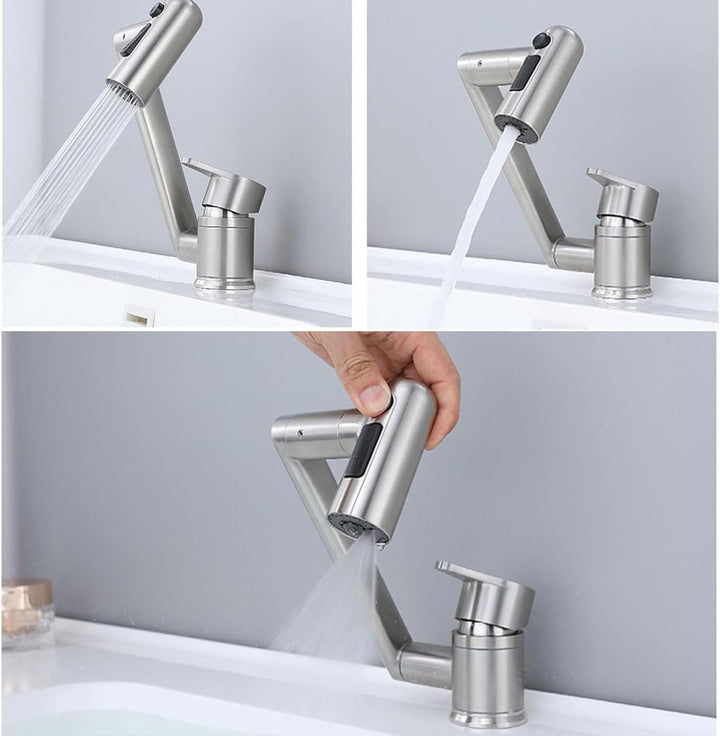 Küchenarmatur Vorfenster - 3-Modi-Dusche, Klapphahn Wasserhahn Küche Edelstahl 304, 360° Schwenkbar
