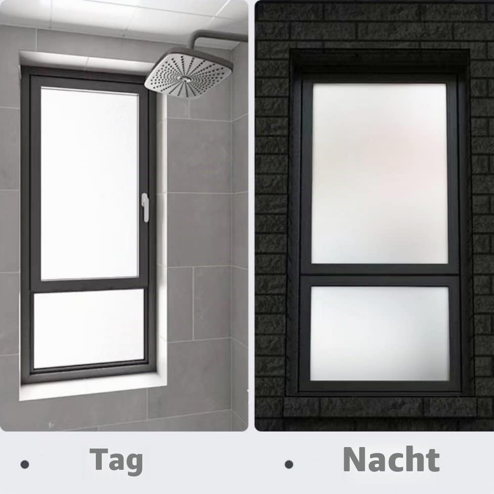Fensterfolie Selbsthaftend Blickdicht 60x200 cm, Milchglasfolie Selbstklebend Fenster, Sichtschutzfo