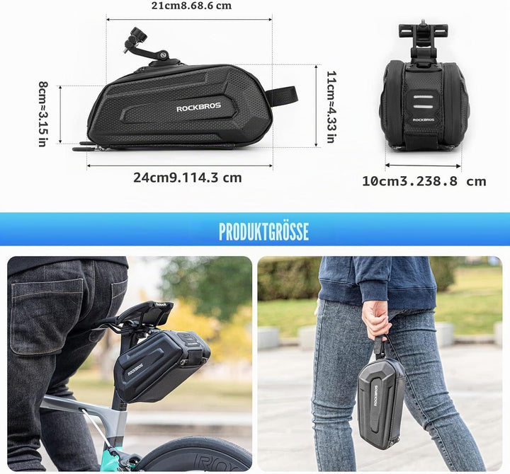 ROCKBROS Fahrrad Satteltasche Fahrradtasche Wasserabweisend 3D Hard Shell Fahrradsitz Tasche mit Sch