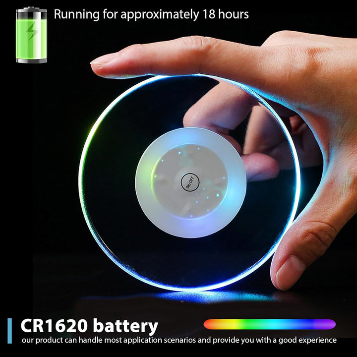 8 Stück LED Untersetzer: Ø 10cm Leuchtuntersetzer Rund aus Acryl, Wasserdicht mit 7 Farbmodi & ON/Of