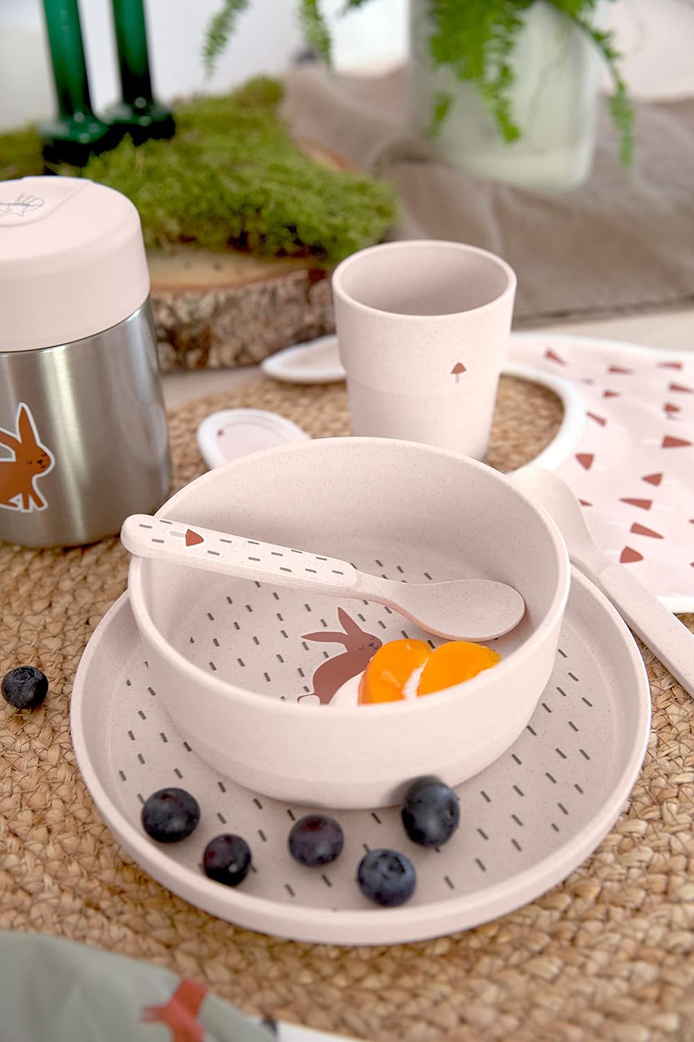 LÄSSIG Kindergeschirr Set (Teller, Becher, Schälchen, Löffel), BPA-frei, für Spülmaschine und Mikrow