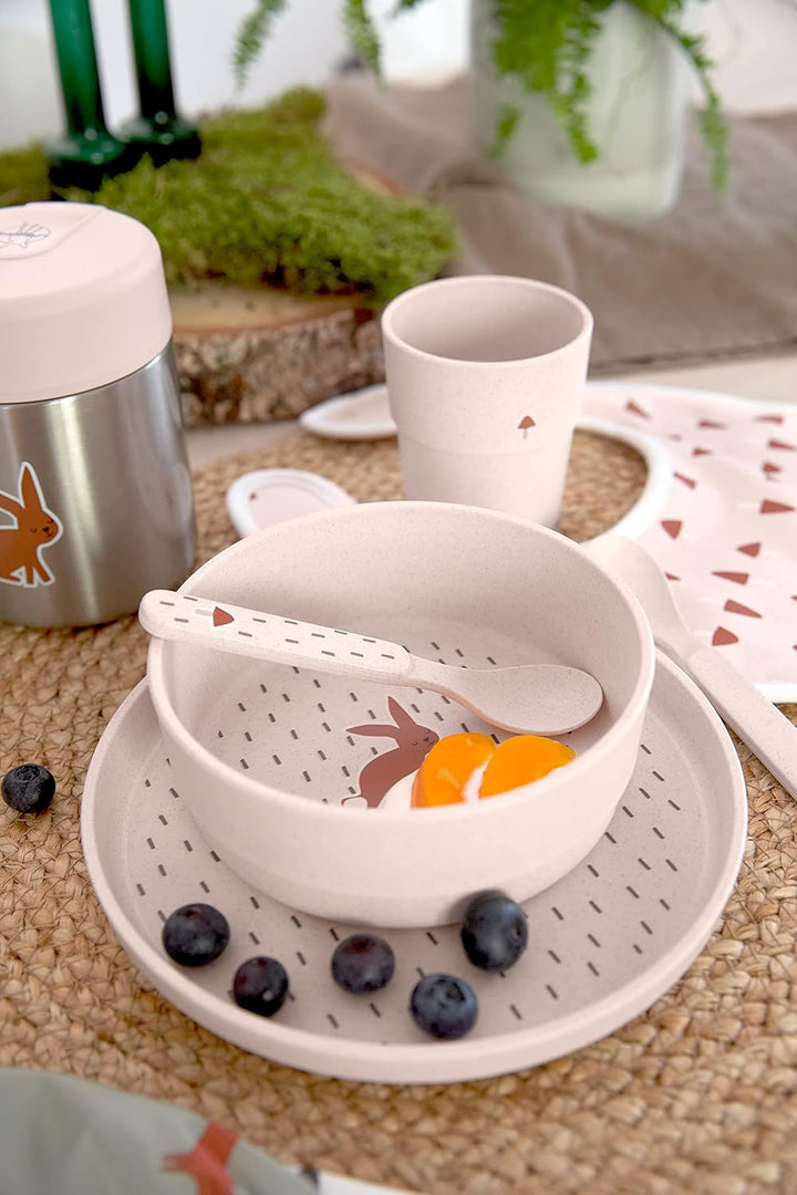 LÄSSIG Kindergeschirr Set (Teller, Becher, Schälchen, Löffel), BPA-frei, für Spülmaschine und Mikrow