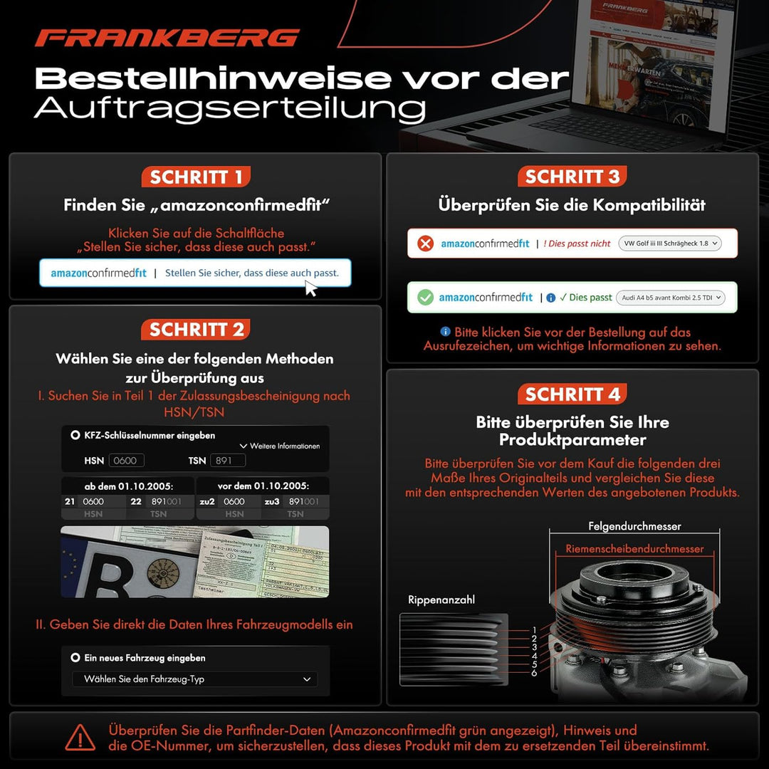 Frankberg Klimakompressor Klimaanlage Kompatibel mit Mondeo I GBP 1.8L Diesel 1993-1996 Mondeo II BA