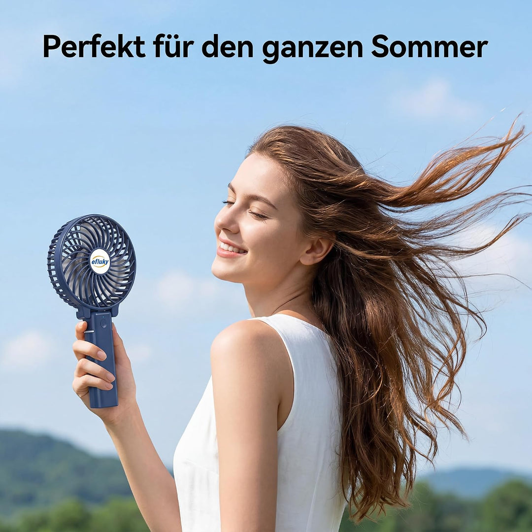 efluky Handventilator, Tragbarer Mini Ventilator, Faltbarer USB-Ventilator Wiederaufladbar, Kleiner