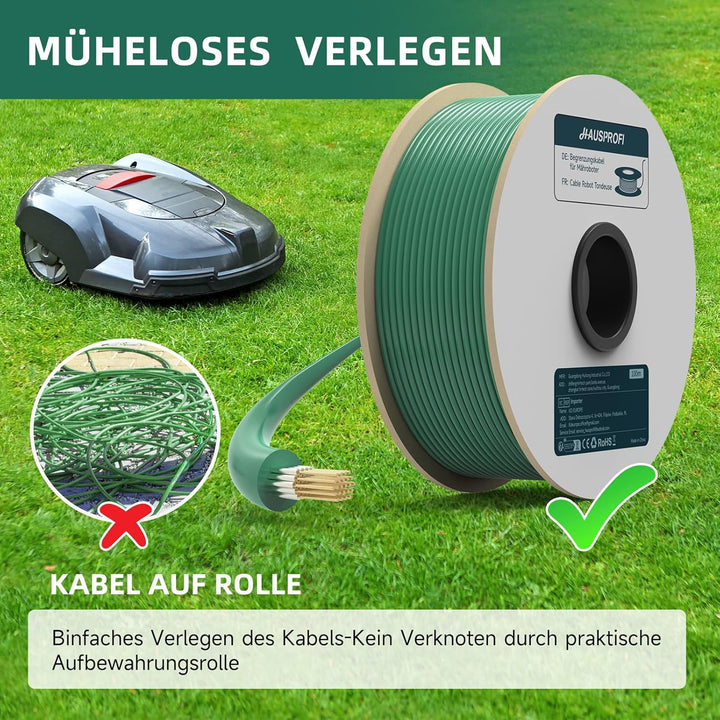 100M Universal Begrenzungskabel für Mähroboter, HAUSPROFI Begrenzungskabel für Rasenmäher - Begrenzu