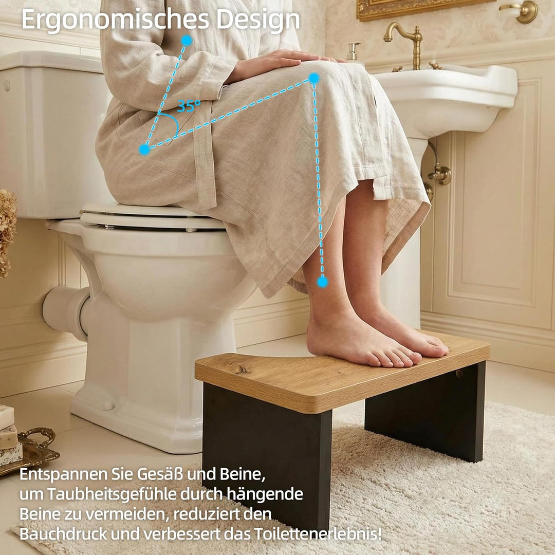 1 Stück Toilettenhocker Klohocker für Erwachsene, Fussbank Holz Toilettenstuhl Fussschemel WC Hocker