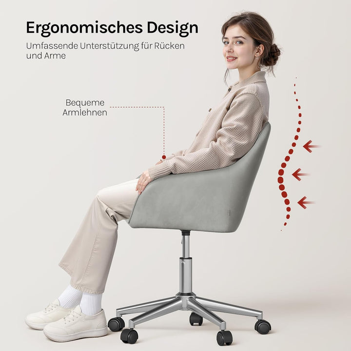 WOLTU Homeoffice Stuhl, Schreibtischstuhl, Drehstuhl, Schminkstuhl, höhenverstellbar, bis 150 kg bel