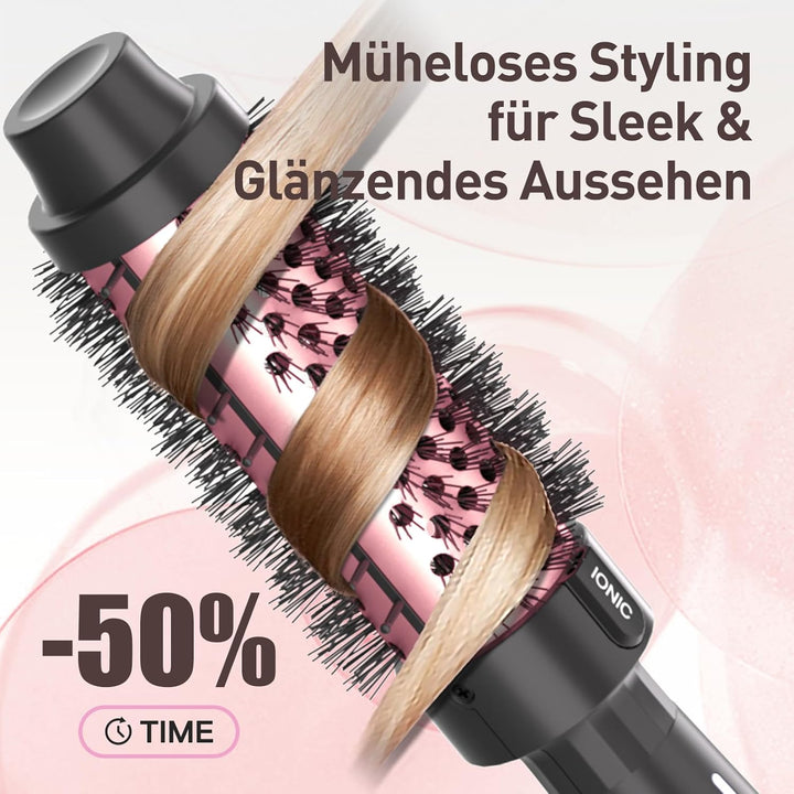 Thermal Brush, Thermobürste Negativ-Ionen, Wärmebürste Rundbürste mit 2 Temperaturstufen, Stylingbür