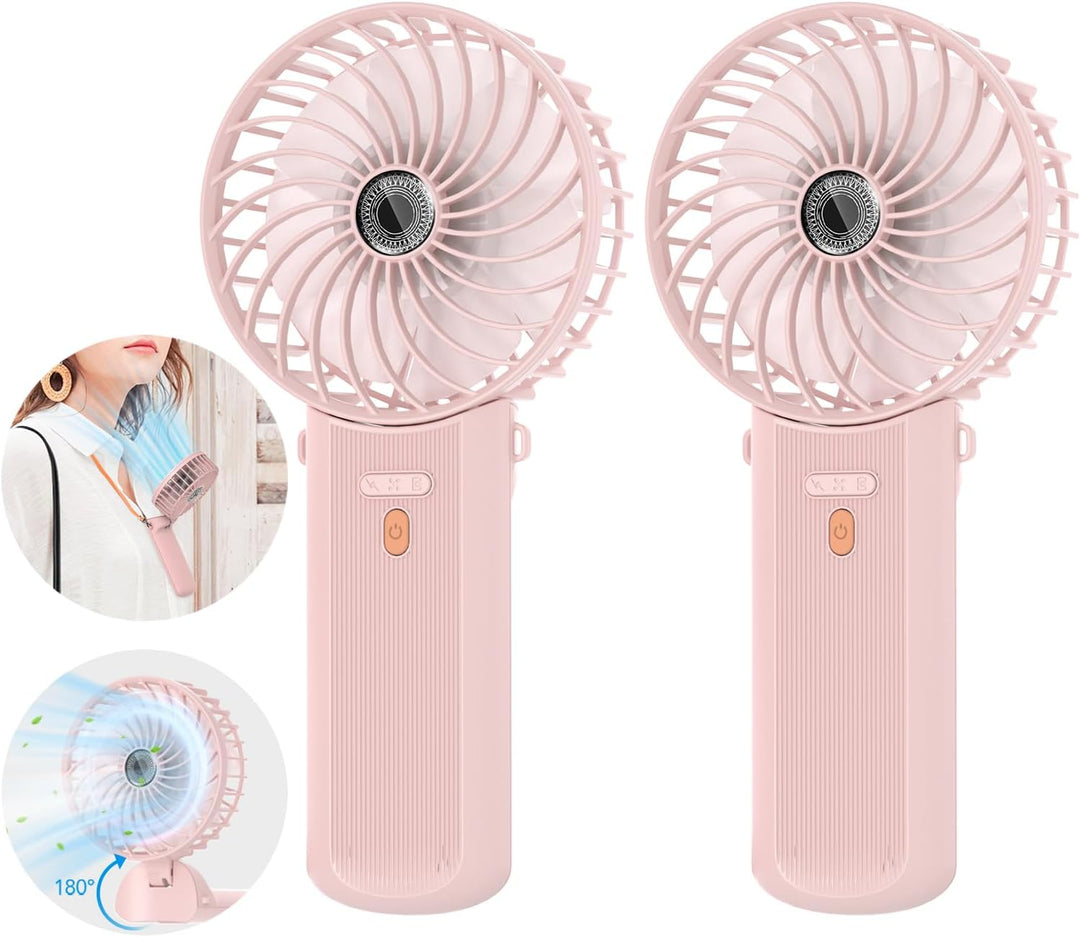 Lepwings Handventilator, 2 Stück Mini Ventilator USB Wiederaufladbar, 5,5-16 Std. Laufzeit, 4 Windge