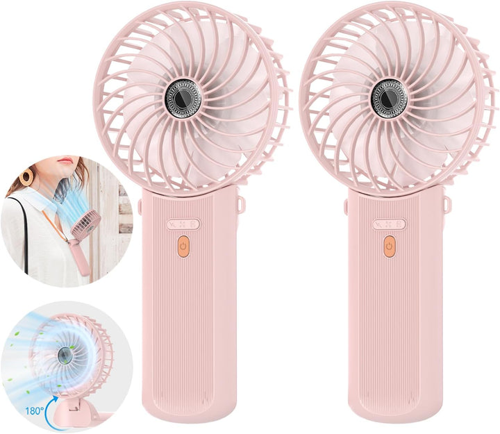 Lepwings Handventilator, 2 Stück Mini Ventilator USB Wiederaufladbar, 5,5-16 Std. Laufzeit, 4 Windge