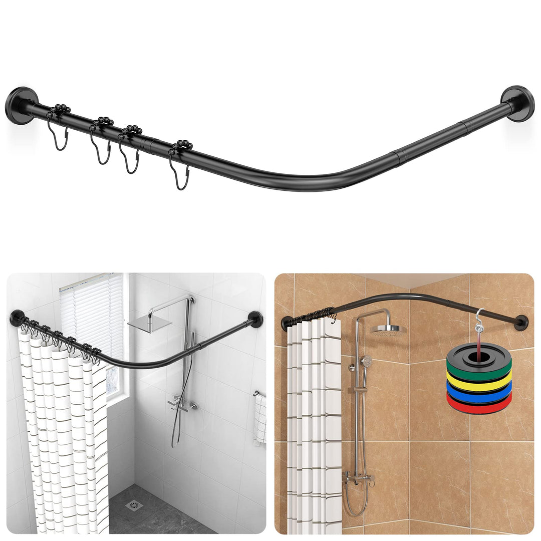 Duschvorhangstange L-Form Verstellbar 304 Edelstahl Duschstange Ecke, (90-120 cm × 90-120 cm), Bohrm