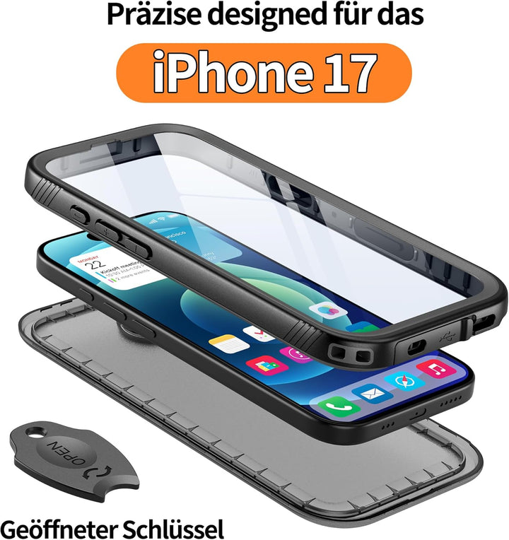 Cozycase TOP Militärschutz für iPhone 17 wasserdichte 360 Grad Hülle - 2m Sturzfest Panzerhülle Outd