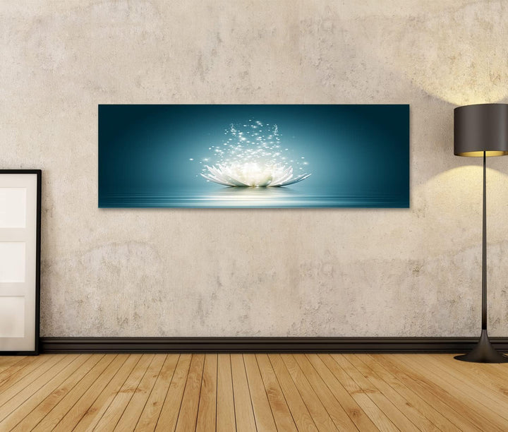 islandburner Bild auf Leinwand Lotus Blume Bilder Wandbilder Poster Leinwand 120x40cm - Panorama, Le