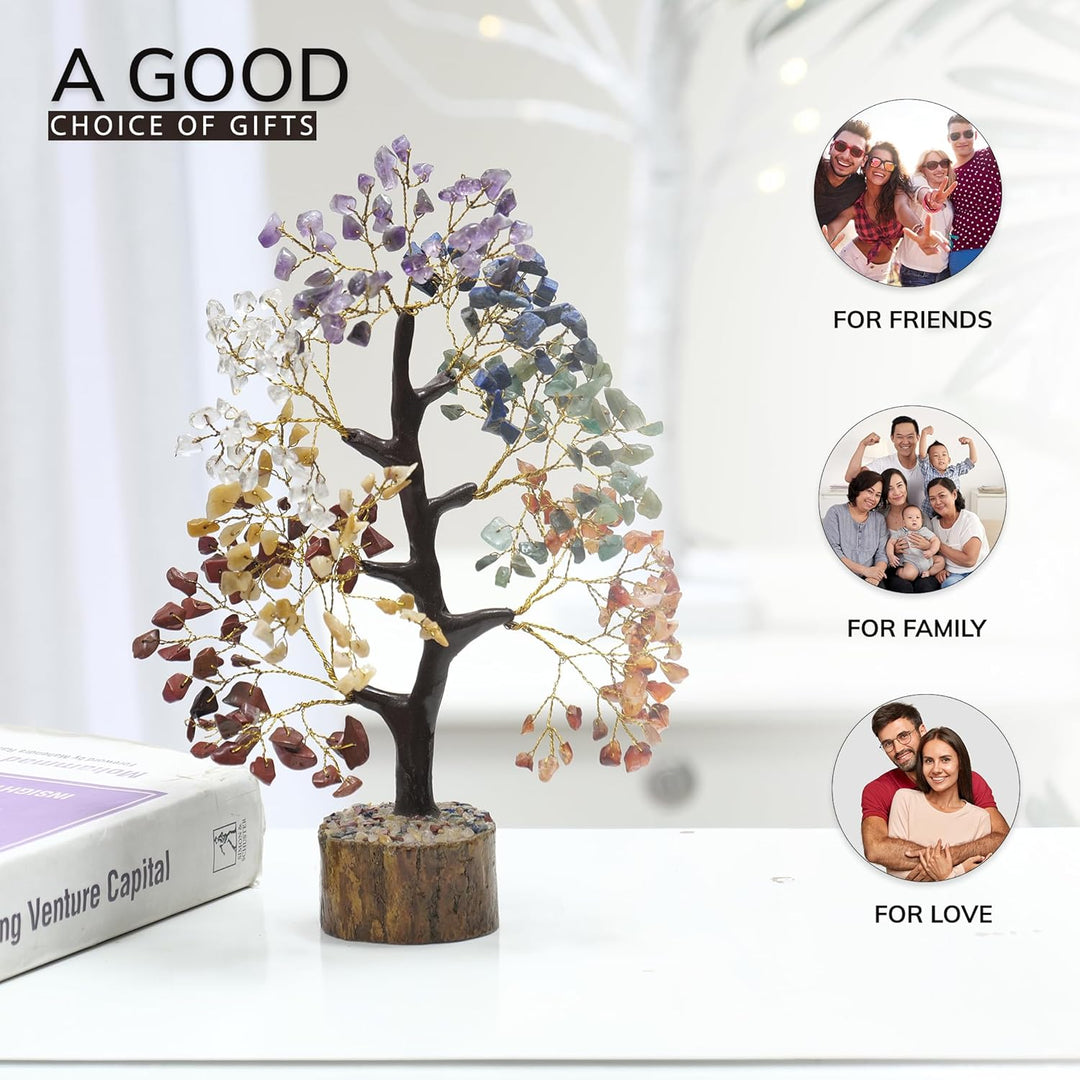 YATHABI Seven Chakra Aura Reinigungsstein Baum Ornament Geschenk Natürliche Heilung Kristall der Lie
