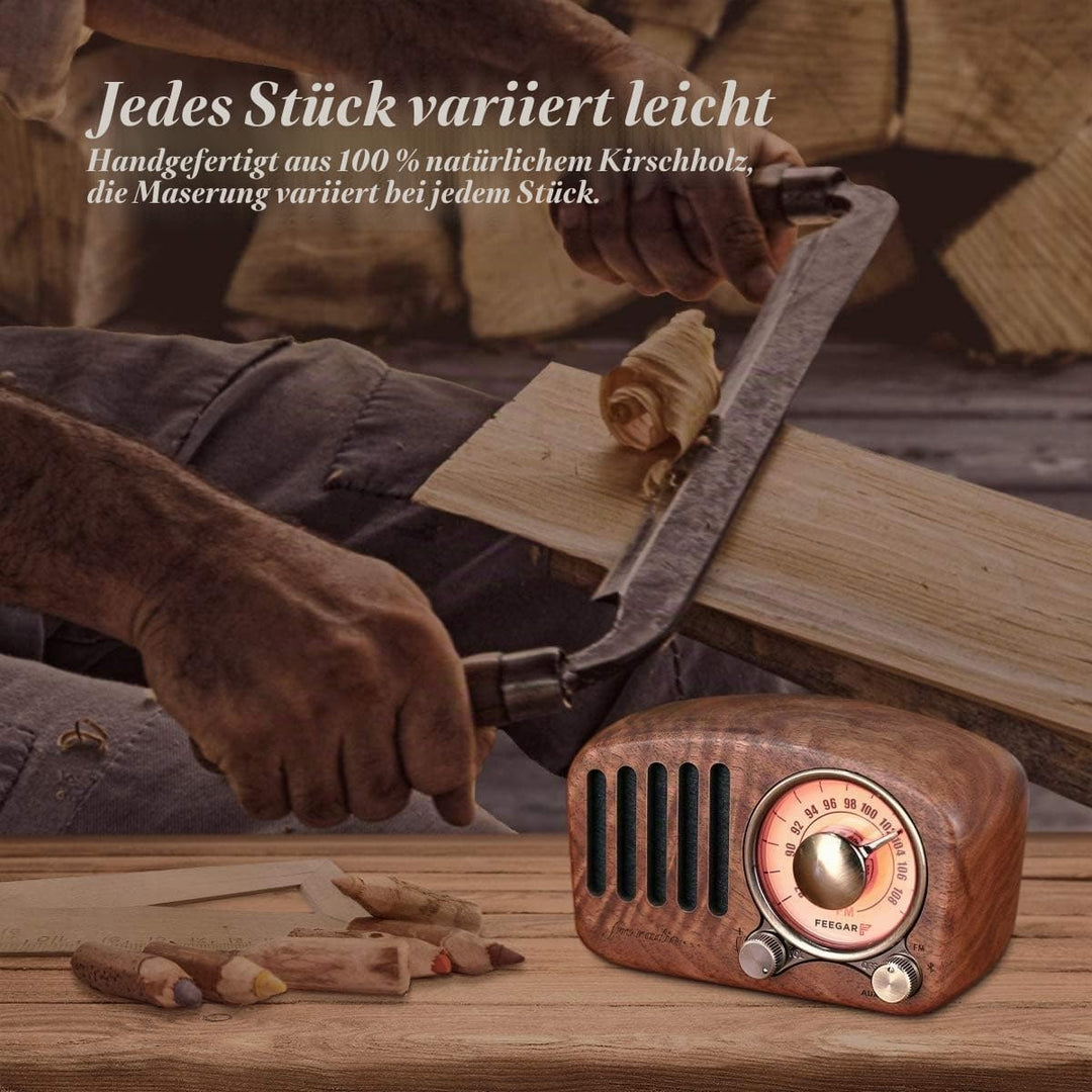 Radio Feegar Retro Bluetooth Lautsprecher,Vintage FM Radio mit altmodischem klassischem Stil,Starke