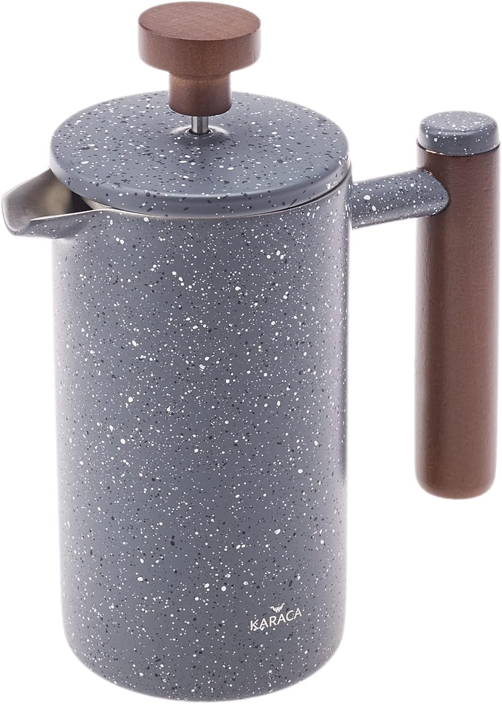 KARACA Doppelwandige Marmor French Press mit Kastaniengriff – Isolierte Kaffee French Press – Kaffee