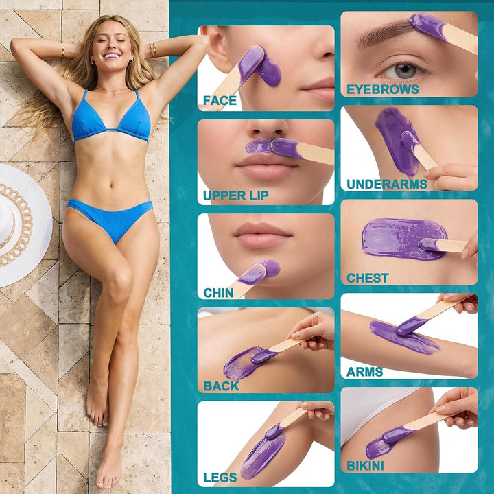 Wachserhitzer zur Haarentfernung mit Warmwachs, professionell, 4 Wachsbeuteln zur Bikini-Bereich, Au