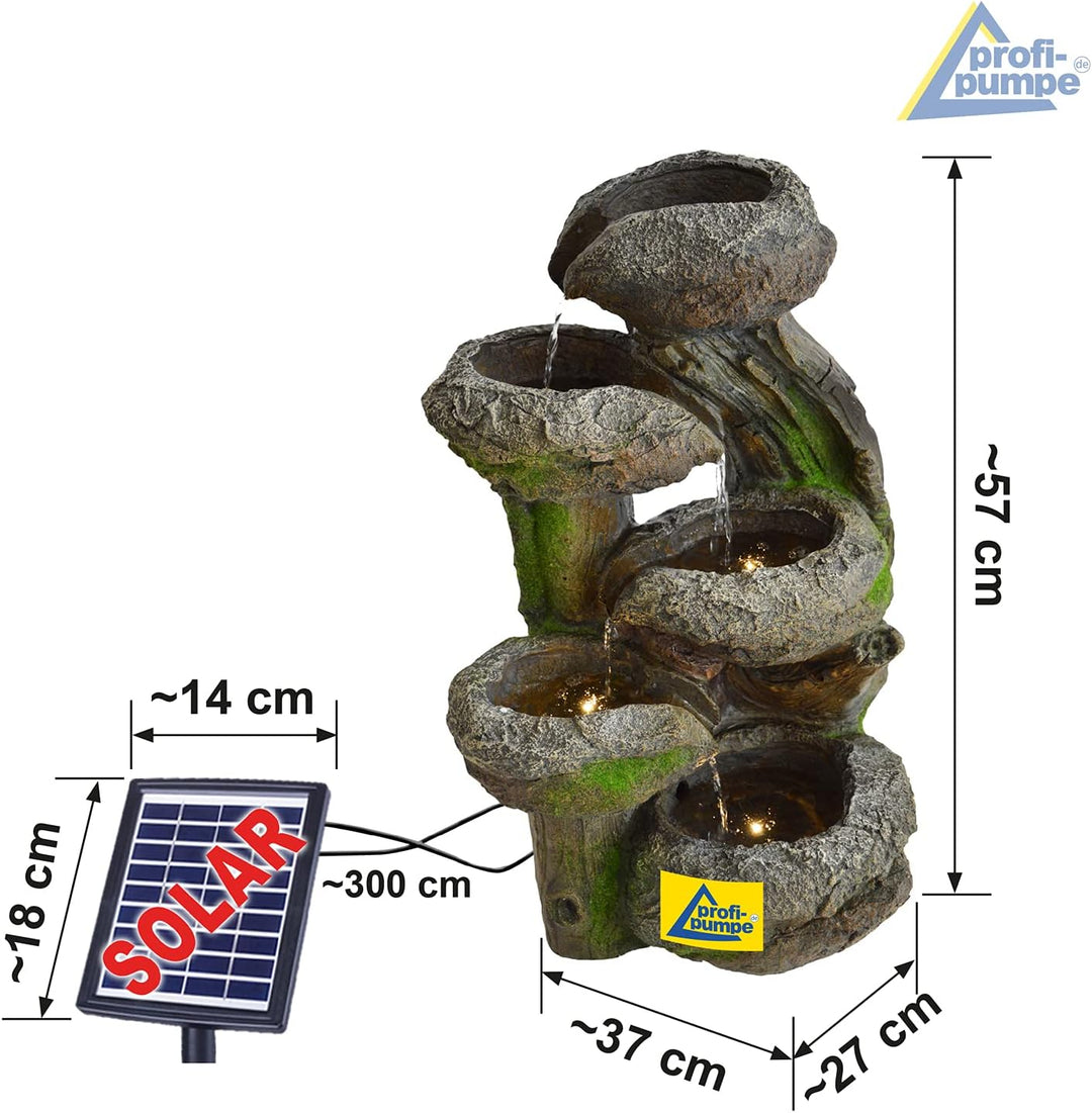 Solar Gartenbrunnen Brunnen Zierbrunnen Zimmerbrunnen Springbrunnen Brunnen mit LED-Licht und Li-Ion