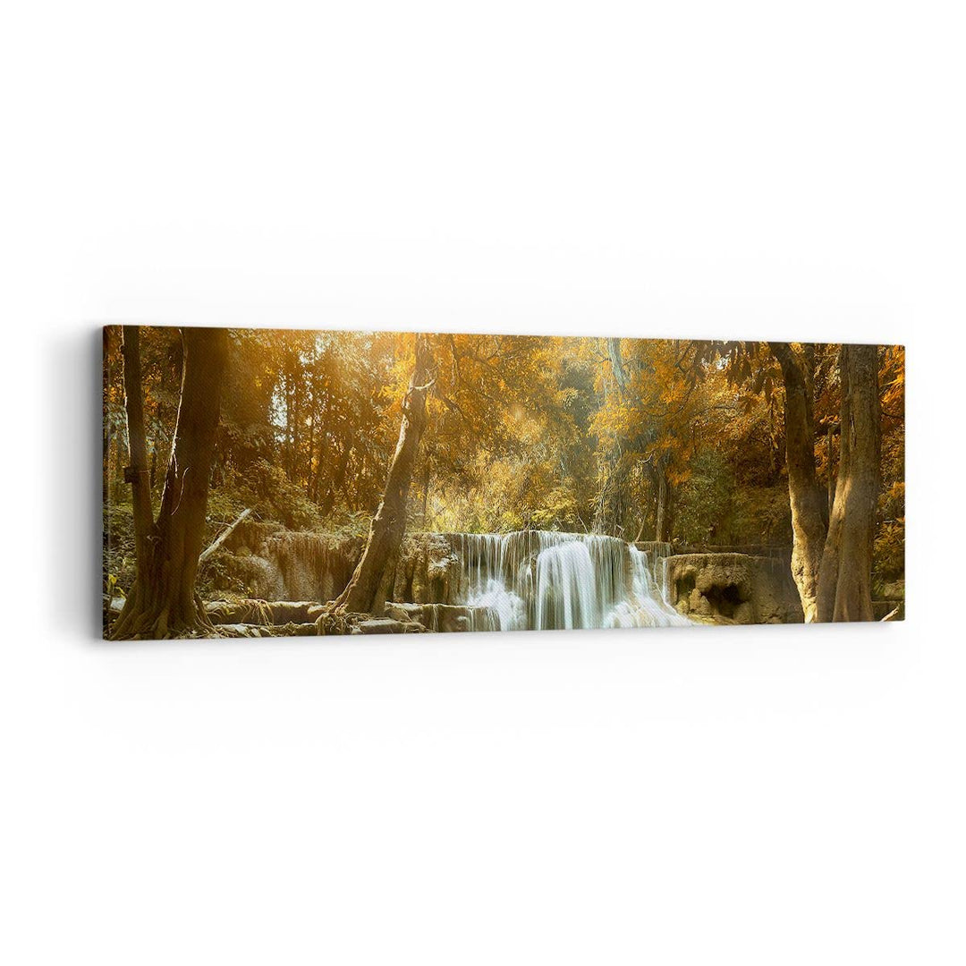 Panorama Bilder auf Leinwand Park Wasserfall Wasser Leinwandbild 90x30cm Wandbilder Dekoration Wohnz