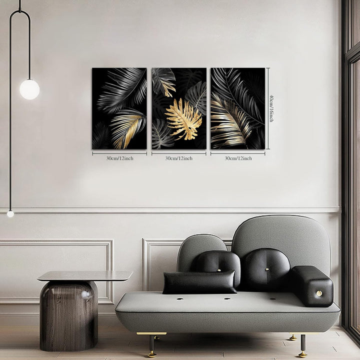 FajerminArt 3 Teilig Leinwandbilder Bilder Abstrakt Schwarzes Gold Baum bild auf leinwand Wandkunst