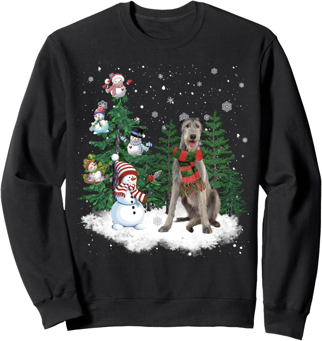 Irischer Wolfshund Weihnachts-Schneemann Weihnachtsbaum Pyjama Sweatshirt