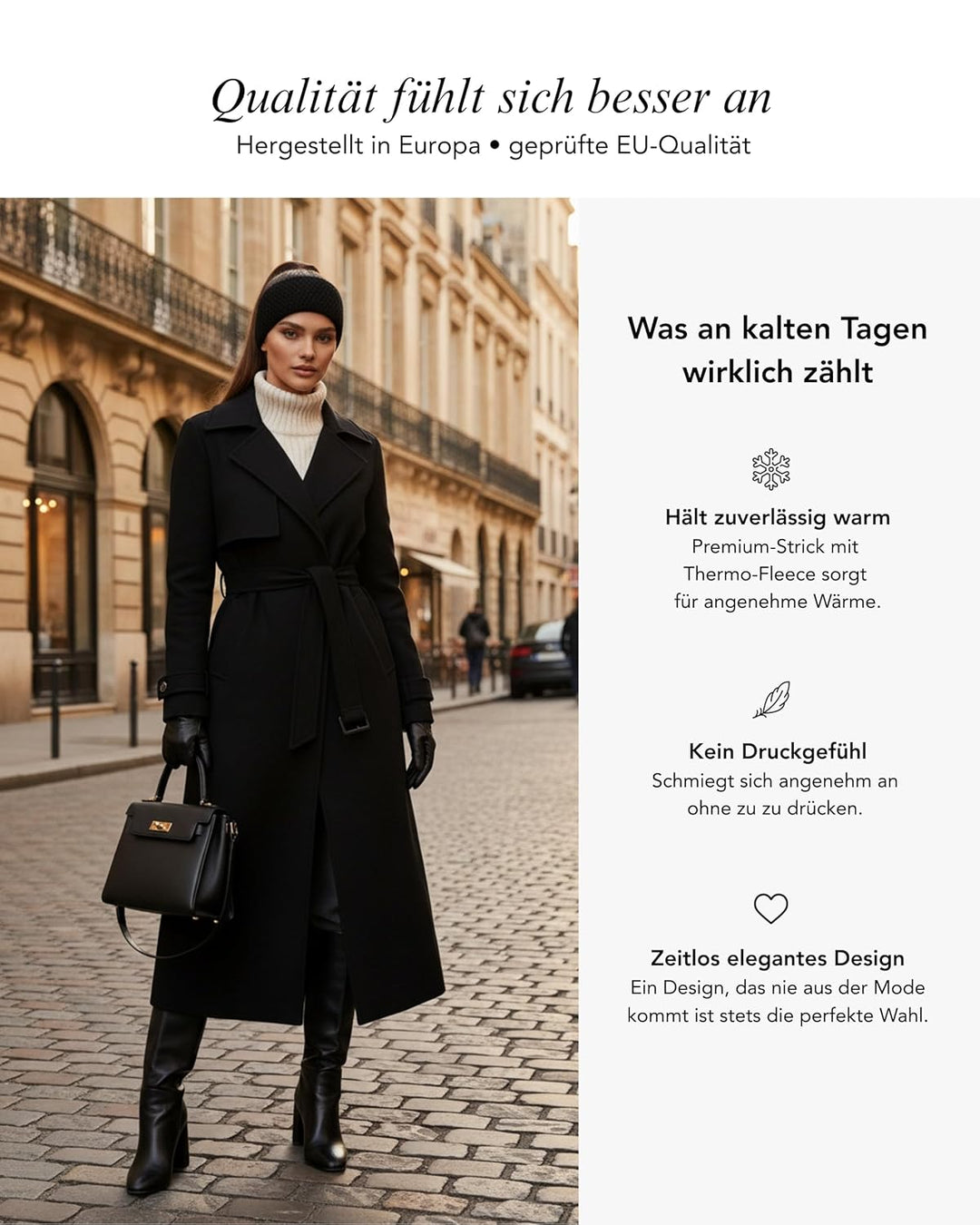 Baesics Stirnband Schwarz für Damen & Herren – warme & elastische Unisex Ohrenwärmer mit Fleecefutte