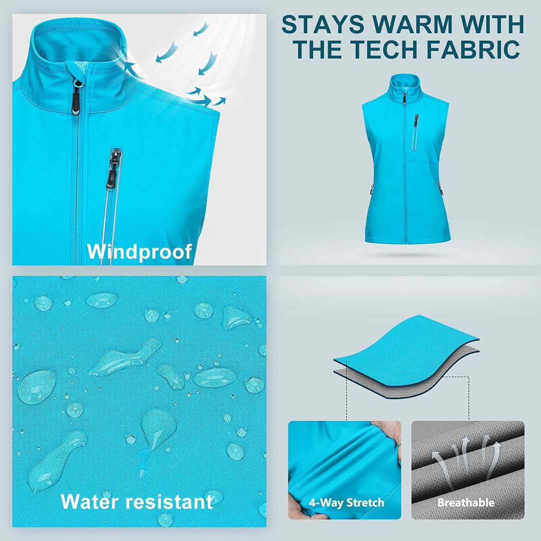 33,000ft Damen Leichte Laufweste Outdoor Softshell Weste Frau Ärmellose Jacke Winddichte Wasserdicht