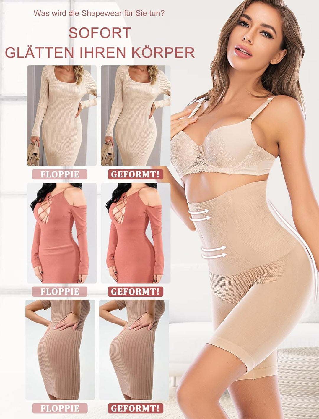 SURE YOU LIKE Damen Figurenformend Miederpant Miederhose Mit Bein Shapewear Hohe Taille Body Shaper