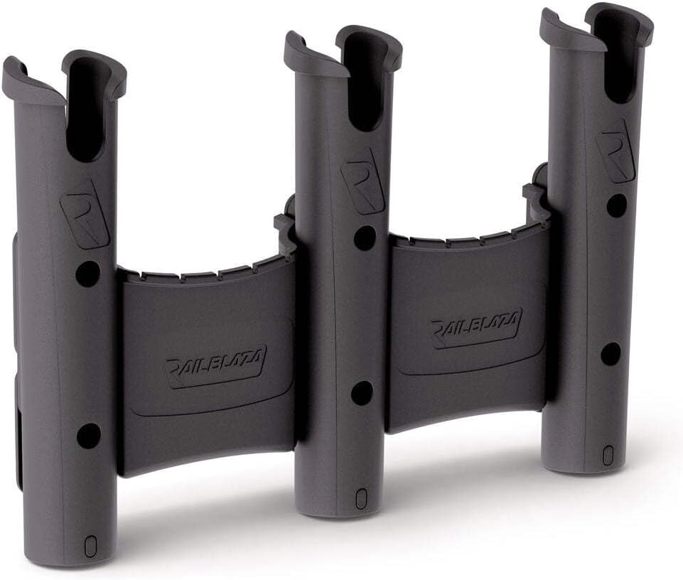 Railblaza RodStow Triple 3x Rutenhalter mit 2x Behälter für Boote Schwarz Einheitsgrösse, Schwarz Ei