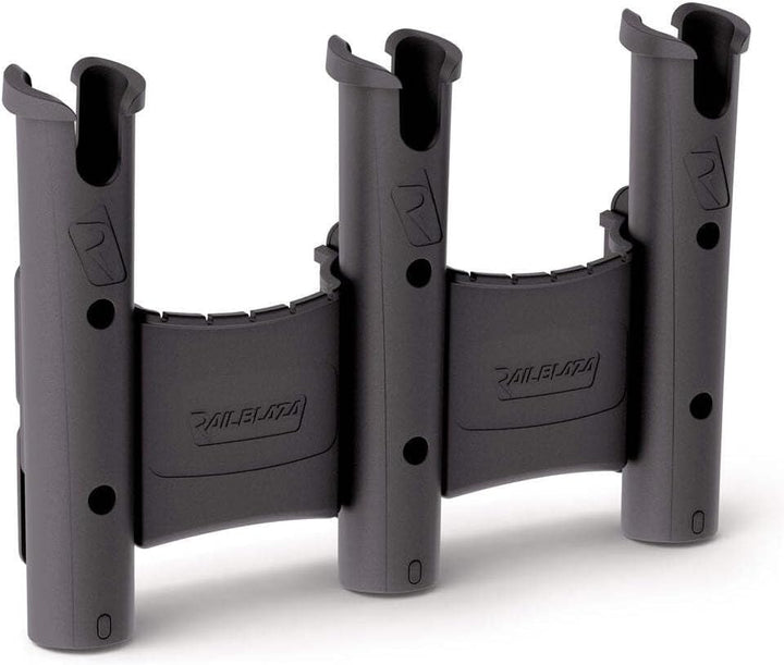 Railblaza RodStow Triple 3x Rutenhalter mit 2x Behälter für Boote Schwarz Einheitsgrösse, Schwarz Ei