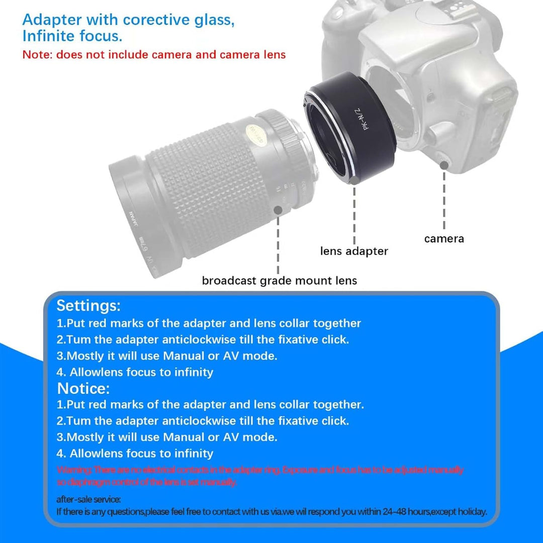 PK-Niko Z Objektivadapter Adapterring,für Pentax PK K Mount Objektiv Kompatibel für Nikon Z 7 und fü