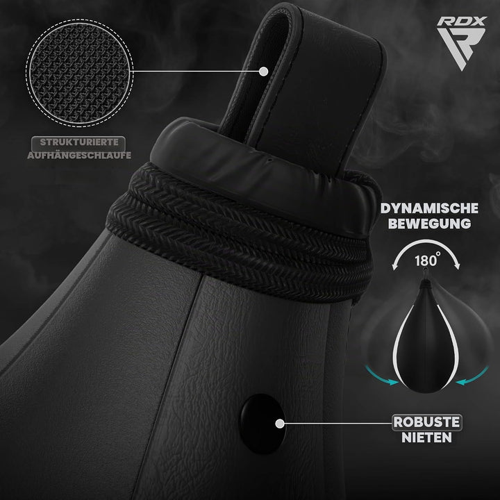 RDX Boxbirne Erwachsene Leder Set, Speedball Hängend Mit Halterung, Profi Punchingball Boxing Speed