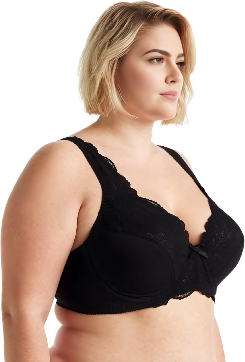 Curve Muse Damen Minimizer Ungefütterter Bügel-BH mit Spitzenstickerei - 2er Pack 75B Teal,black(2 P