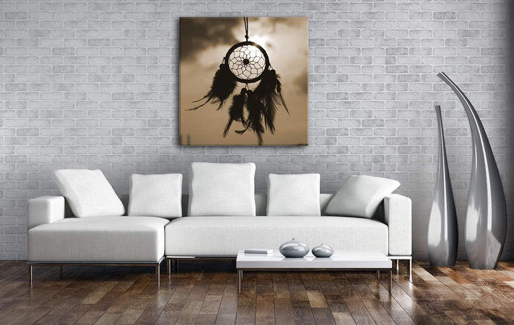 deyoli Traumfänger im Wind Format: 70x70 Effekt: Sepia als Leinwandbild, Motiv auf Echtholzrahmen, H