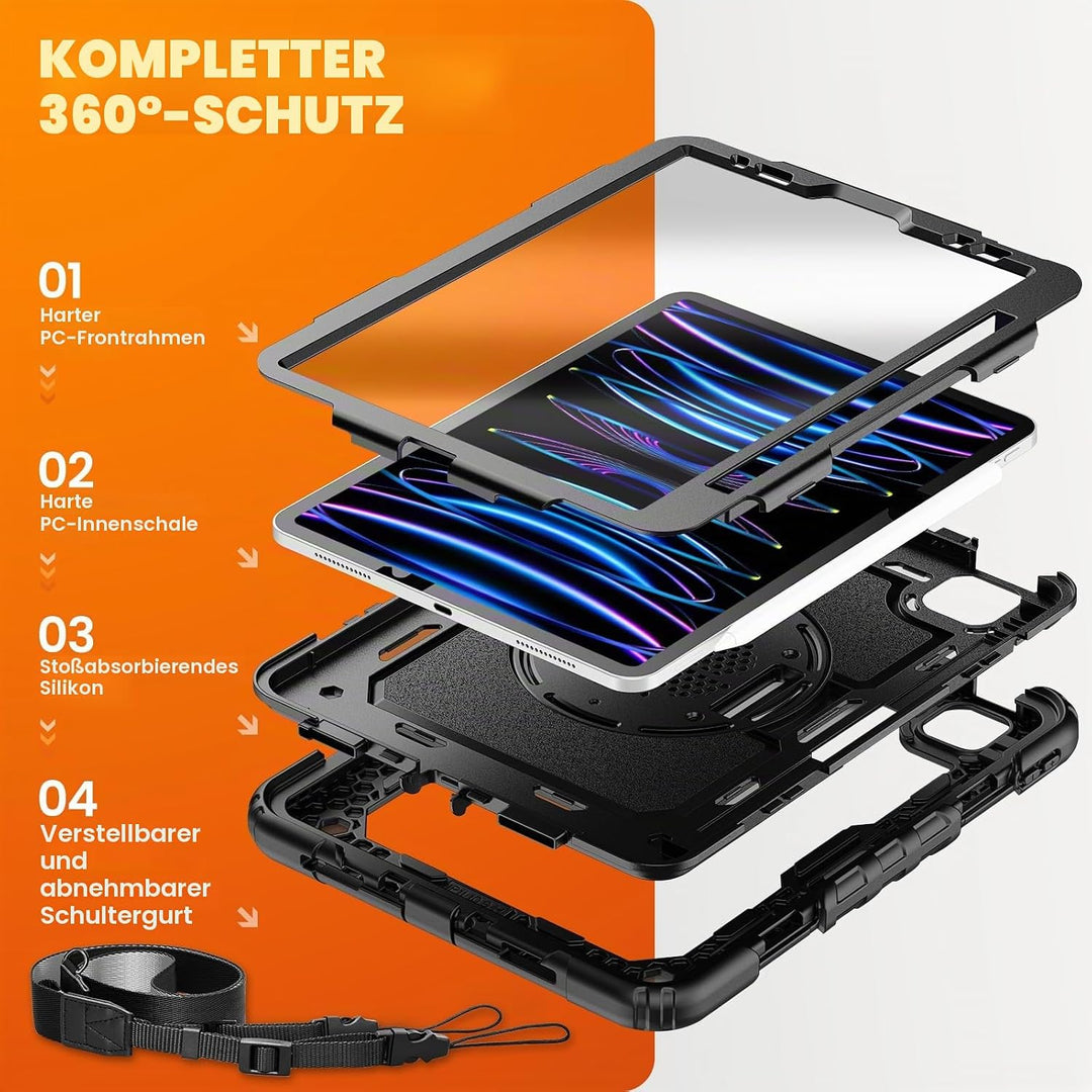 SEYMAC stock Hülle für iPad Pro 11 Zoll (4./3./2./1.Generation, 2022/2021/2020/2018), Stossfeste iPa