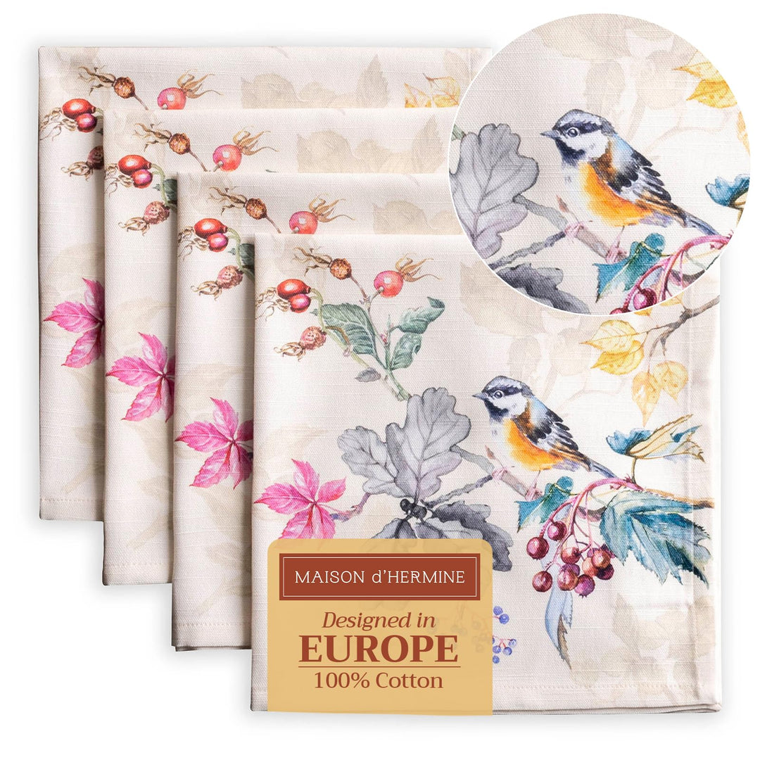 Maison d' Hermine Stoffservietten 4er Set aus 100 % Baumwolle Wiederverwendbare Stoffservietten Weih