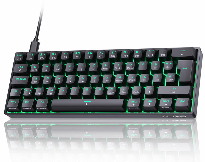 TMKB T61SE Gaming Mechanische Tastatur mit Deutsches QWERTZ Layout,Blauer Schalter,Schwarz QWERTZ La