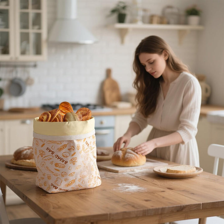 Brotbeutel wiederverwendbar 2er Set aus Baumwolle mit Bienenwachs – Plastikfreie Brottasche zur Aufb