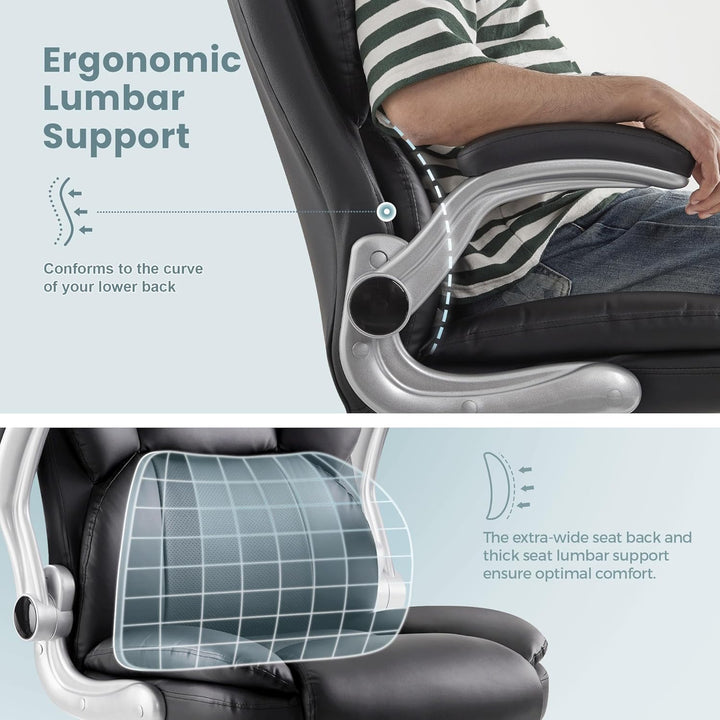IWMH Bürostuhl Ergonomischer Schreibtischstuhl Chefsessel Drehstuhl mit hochklappbarer Armlehne, höh