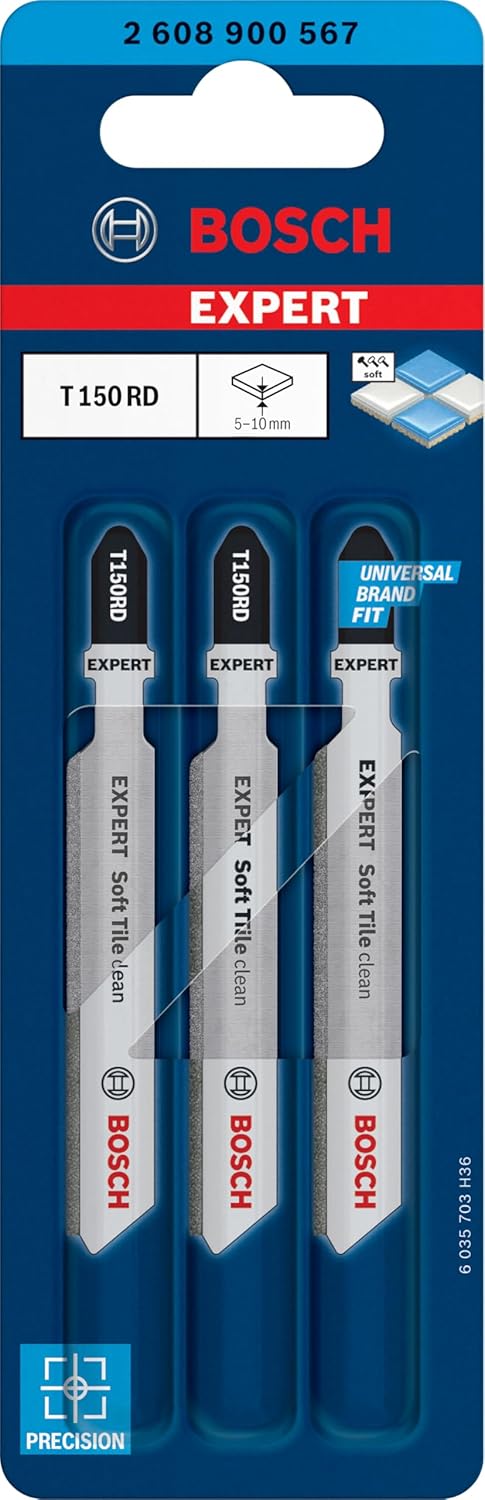 Bosch Accessories 3x Expert ‘Soft Tile Clean’ T 150 RD Stichsägeblatt (für Weiche Fliesen, Länge 83