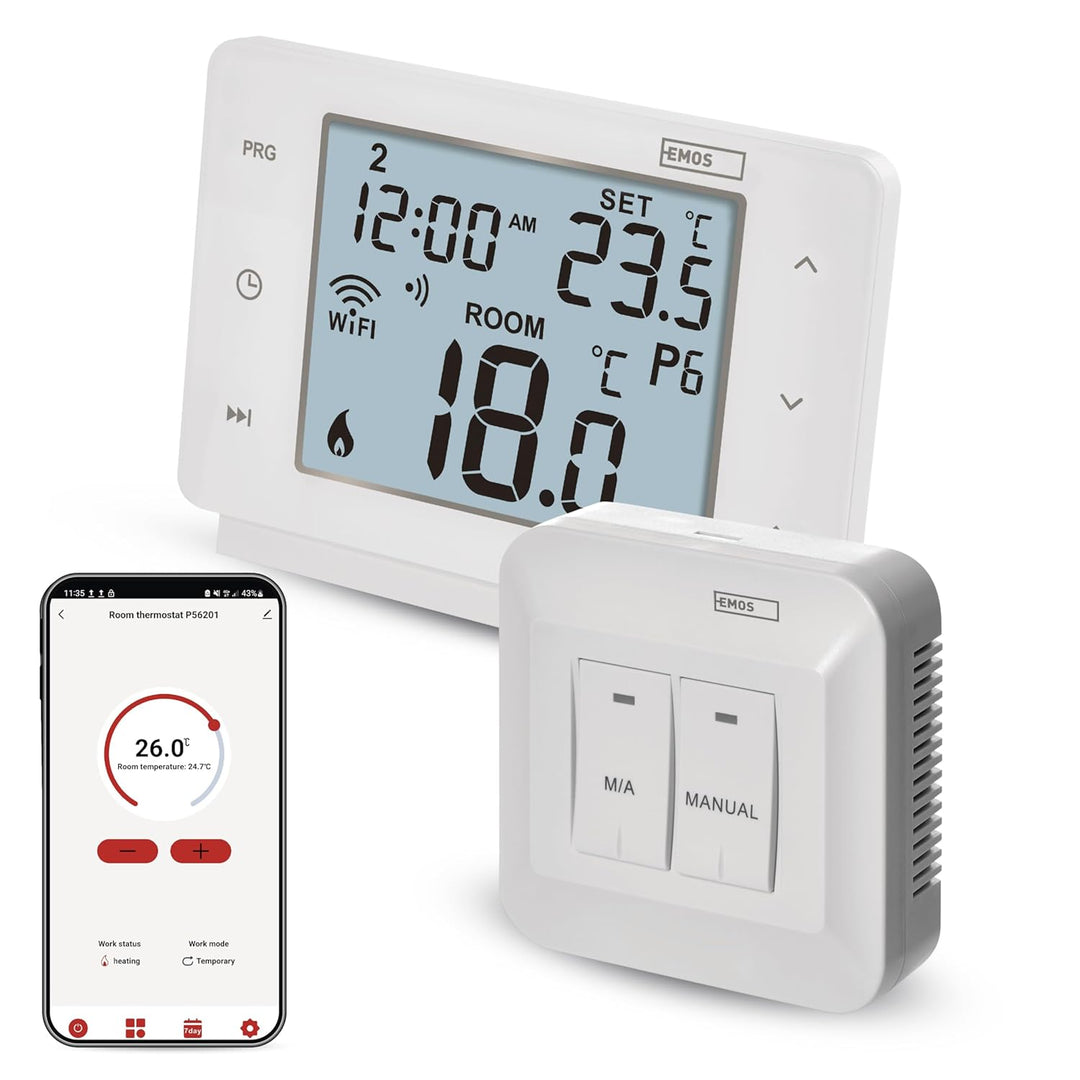 EMOS GoSmart WiFi Raumthermostat mit App, programmierbarer Smart Thermostat für Heizung, Kühlung, dr