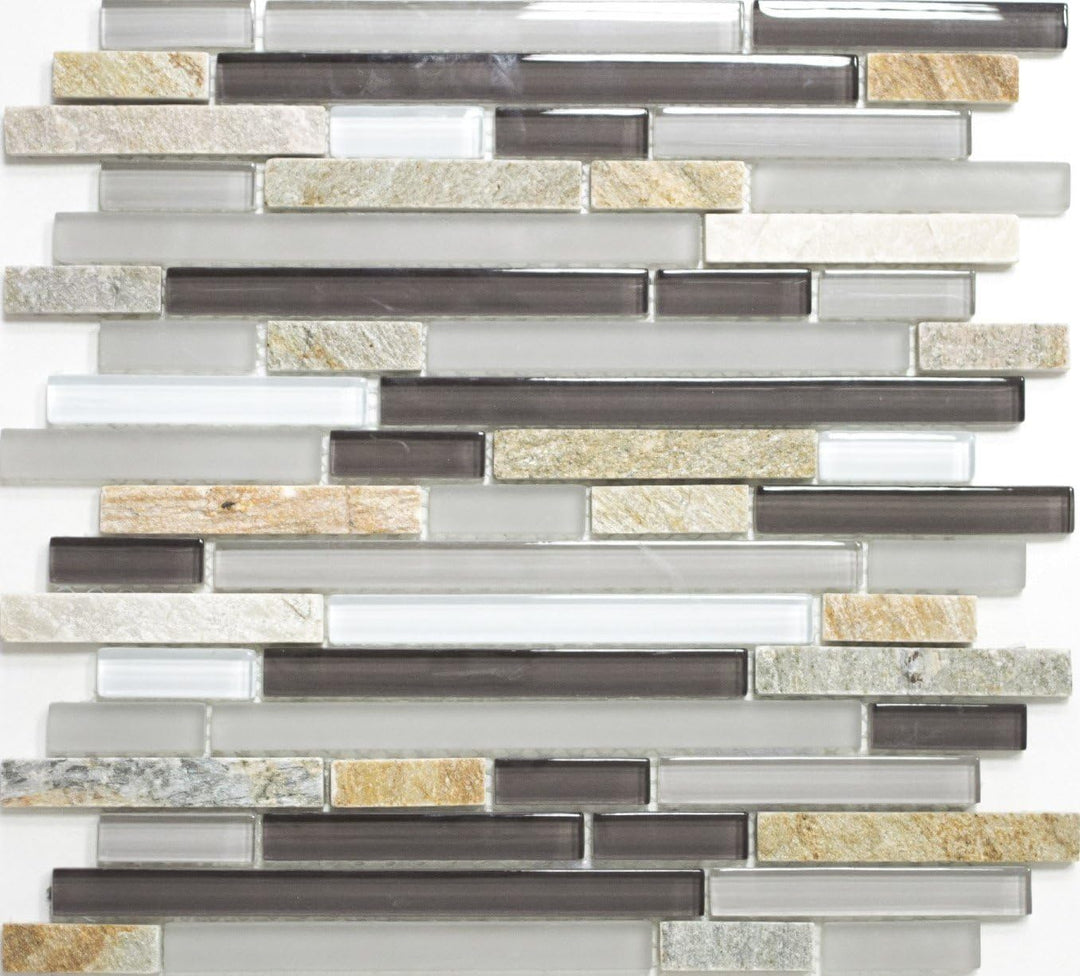 Mosaik Verbund Crystal/Stein mix grau/braun Glasmosaik Transluzent Transparent 3D, Mosaikstein Forma