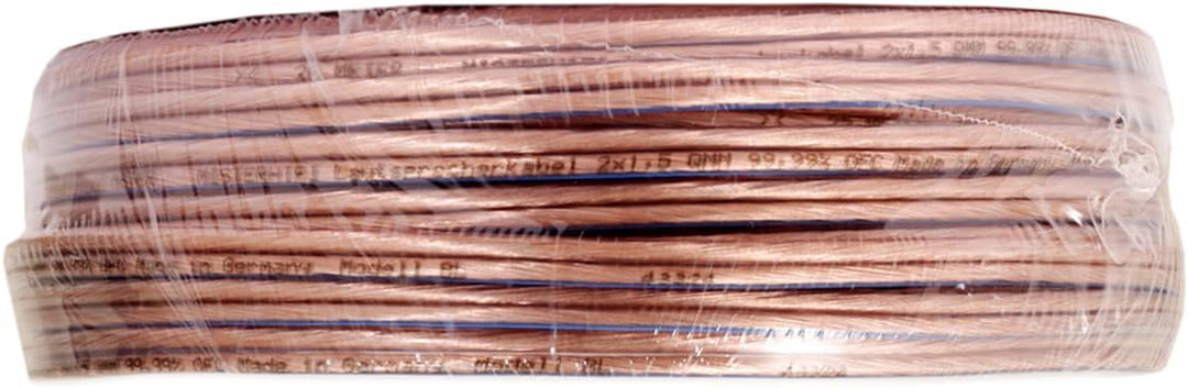 Misterhifi 30 m Lautsprecherkabel 2 x 1,5 mm², Litze: 2 x 48 x 0,2 mm, transparent isoliert, 99,99%
