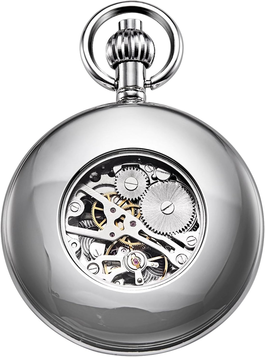 TREEWETO Men's Pocket Watches Smooth Golden/Silver Antique Mechanical Pocket Watch for Men Women wit