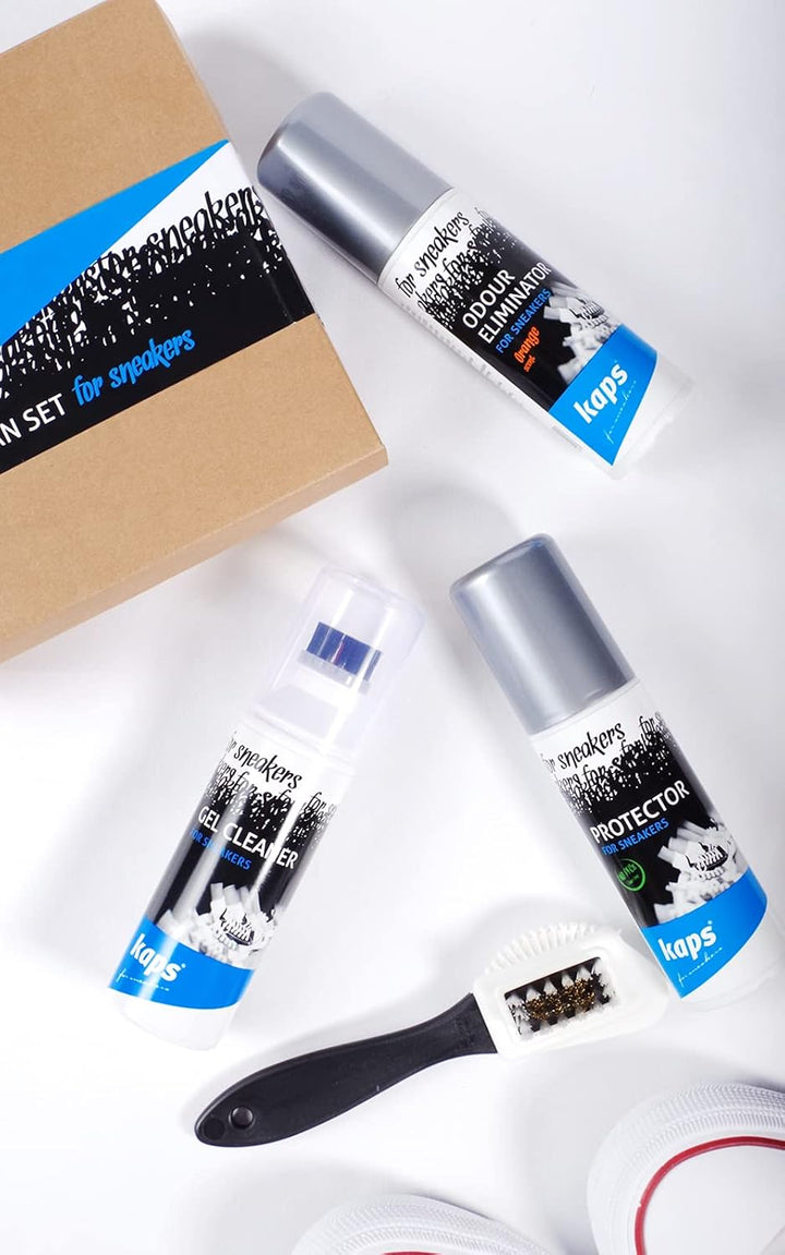 Kaps 4 Sneakers Schuhpflege Reinigungsset, Gel Sneaker Reiniger, wasserabweisendes Schuhschutz Spray