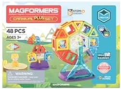 Magformers Carnival Plus 48-Piece Magnetic Construction Set. Makes Fairground Rides with Magnetic Pi