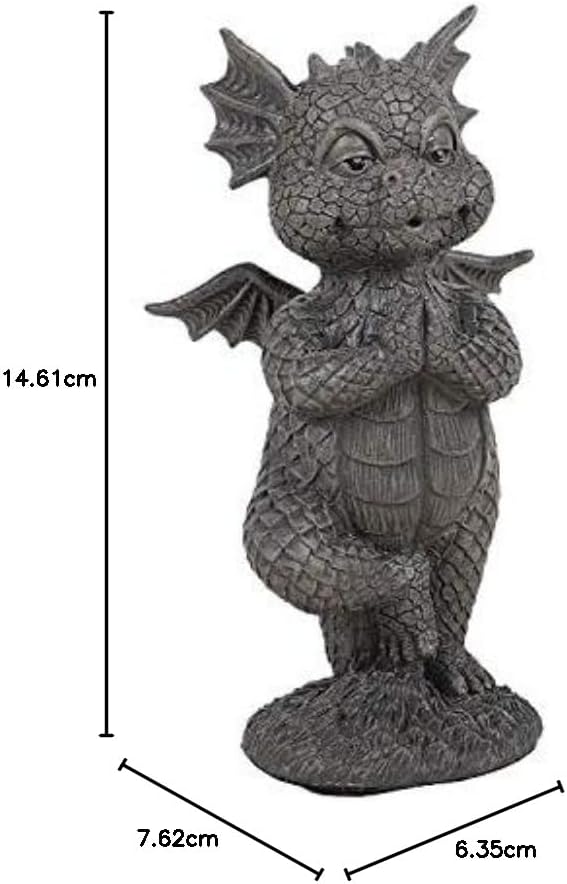 Pacific Giftware Gartenfigur Yoga Drache 14,5 cm - Gartendrache Fantasy Deko Statue Garten Figur